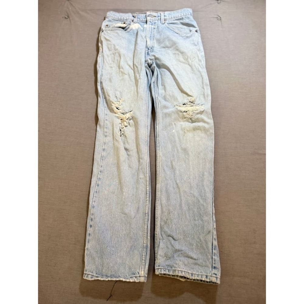 Levi's 505 Regular Fit Straight Grungy Jeans Distressed Light Wash W30 L30